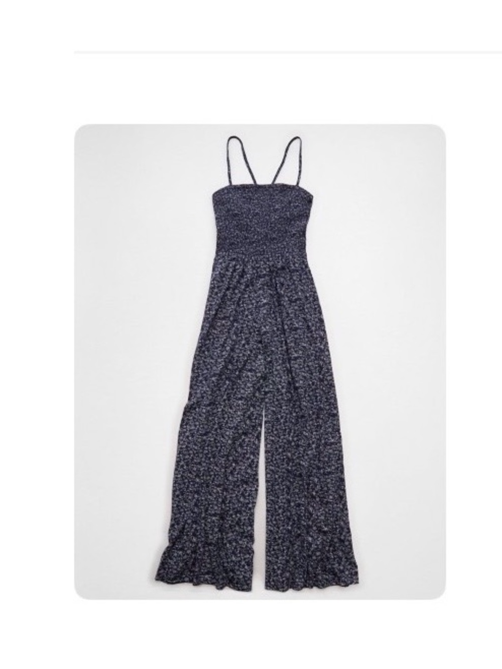American Eagle Outfitters Navy Floral Smocked Wide-Leg Jumpsuit